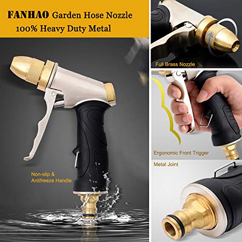 FANHAO Garden Spray Gun with Brass Nozzle, Heavy Duty High Pressure Adjustable Spray Spray Nozzle for Car Washing Pets Garden/Sidewalk Cleaning
