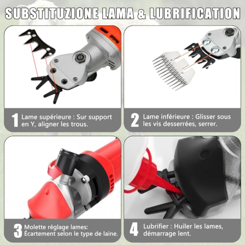 1000 W Electric Sheep Trimmer Machine with 6 Adjustable Speeds Professional Shearing Machine for Pets Wool Goat with Carry Case (Red)