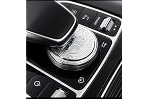 MAXDOOL Car Metal Modified Center Console Multimedia Control Button Knob Trims Cover Emblems Stickers Compatible with Mercedes Benz AMG A B E CLA GLE ML GL Class (47mm Knob)