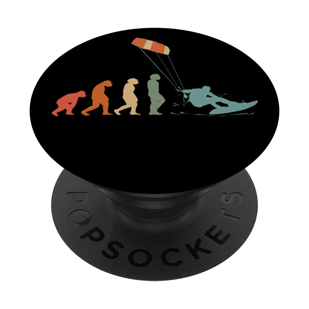 Kitesurfer Kiteboard Kitesurfing Evolution Vintage Kitesurf PopSockets Adhesive PopGrip