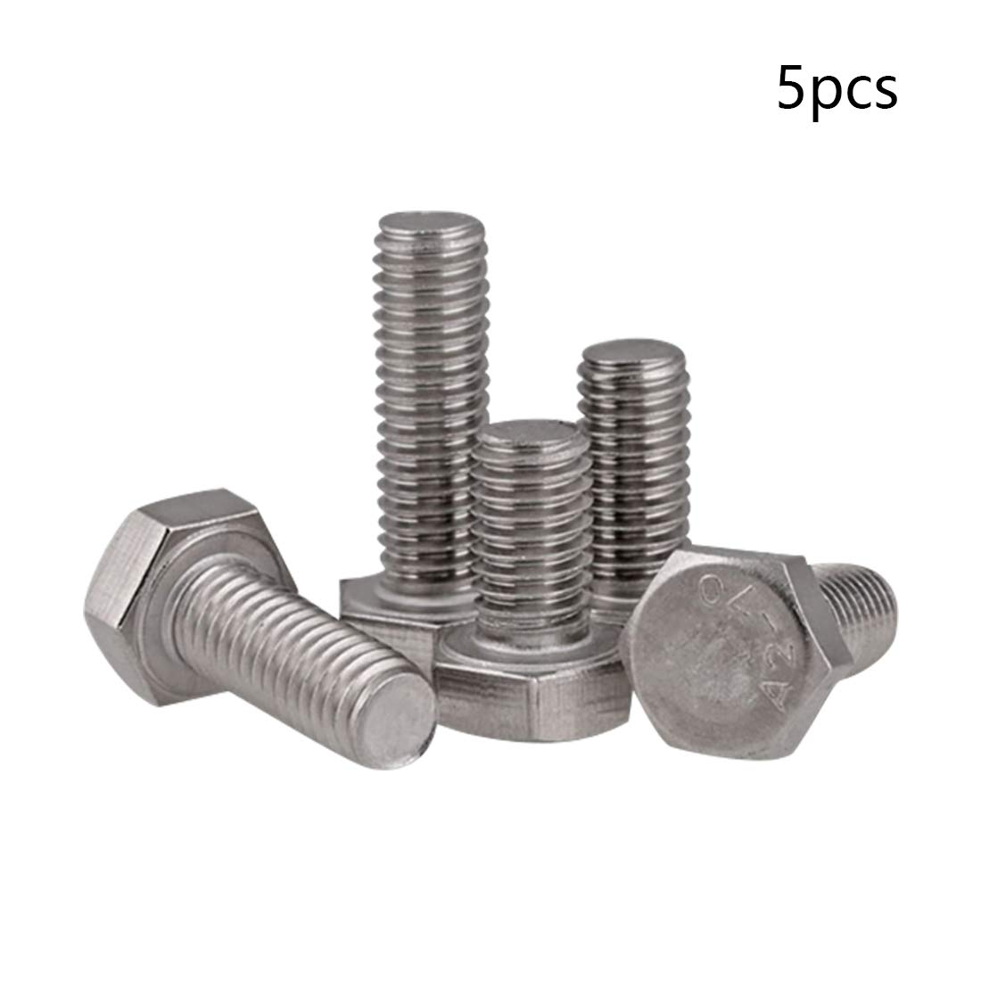 MroMax 5PCS Hex Bolts 3/8 Thread 304 Stainless Steel Hex Screws Bolts