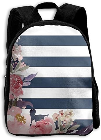 Kids Shoulder Backpack Flower Stripe Adjustable Printed Boys Girls School Bag