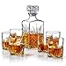 James Scott Italian Made Glass Whiskey Decanter – For Liquor, Brandy, Vodka and Scotch | Sophisticated Diamond Design | 33.75oz with Airtight Stopper | Exquisite Gift Box