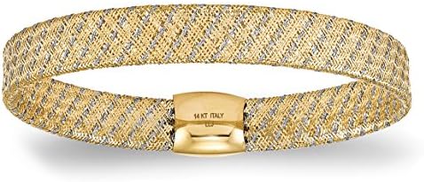Flexible Woven Stretch Luxe Bangle Bracelet 14k Two-Tone Gold