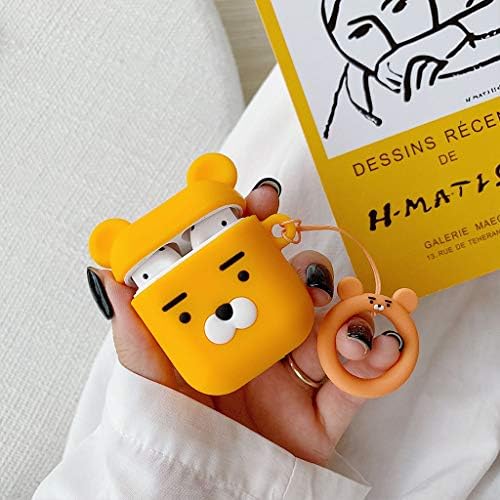 Itlovely Cute Cartoon Soft Silicone Protective Cover Shockproof Case Skin Shell with Lanyard for Airpods 1/2 Charging Box Accessories