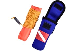 JOYZAN Inflatable Safety Sausage Tube, Scuba Surface Marker Buoy Diving Underwater Signal Flag Tube Snorkeling Storage Bag Dive Reel High Visibility PVC Diver Emergency Sports Float Pouch Gear Accessories