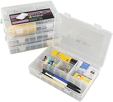 Wekiog Stackable Thread Storage Organizer Box with 8 Removal Dividers, 4-Pack
