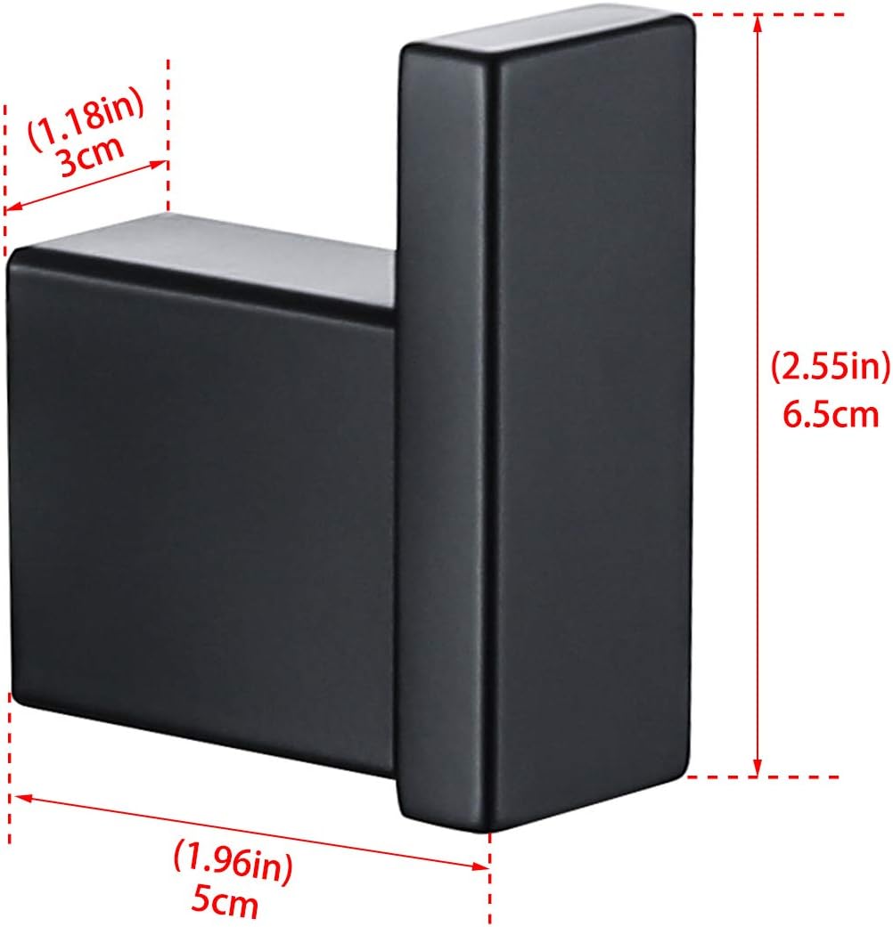RANDOM Matte Black Towel Robe Hooks Bathroom Hardware Accessories Coat Hook 304 Stainless Steel Clothes Hook for Bath Kitchen Contemporary Hotel Style Wall Mounted 2 Pack. - - 