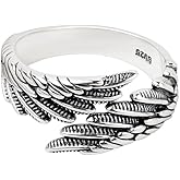 Open Angel Wings Rings for Women, Vintage Adjustable Feather Ring Hypoallergenic Statement Angel Ring Christmas Wing Ring Jewelry Gifts for Women Men
