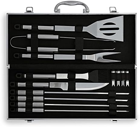 Flamen Bbq Tools Set, 13-Piece Grill Tools Set With 1 Aluminum Case, Heavy Duty Stainless Steel Barbecue Premium Grilling Utensils Accessories for Barbecue Spatula Tongs Fork Skewer and Basting Brush