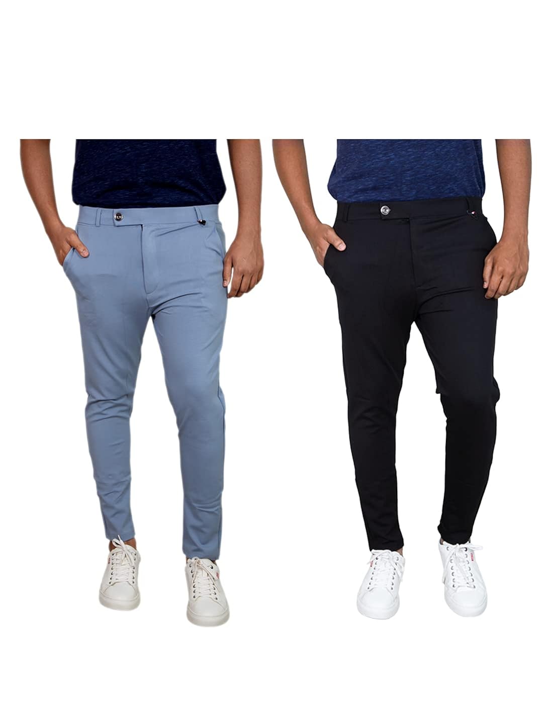 Buy KASA Mens Lycra Pant Combo (34, Black Ice Blue, Numeric_34) at