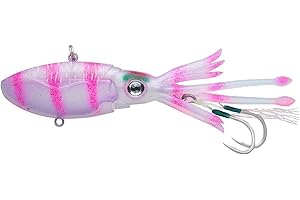 Nomad Design Squidtrex Fishing Lure with Patent Pending Technology Vibration Design - TPE Soft Plastic, BKK Assist Hooks, Squid Lure