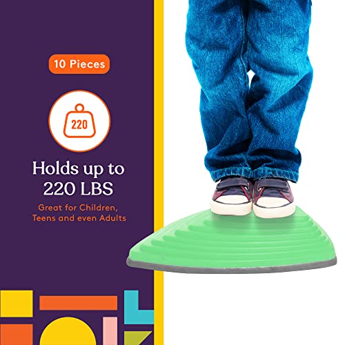 thumbnail image 2 of 12-Piece Kids Stepping Stones - Colorful Balance Blocks For Indoor & Outdoor Play, Supports 220lbs 2 of 13