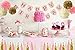 Paxcoo Pink and Gold Happy Birthday Banner with Tissue Paper Pom Poms Tassel Garland for Party Decorations