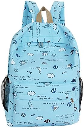 Women' Stylish Canvas Backpack Lovely Candy Color Cartoon Pattern School Sholuder Bag Casual Lightwight Bag