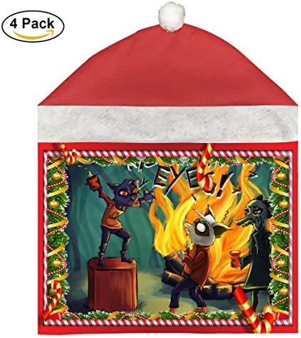 Red Xmas Party Chair Slipcovers Set For Kitchen With DIY Picture (Night in the Woods)