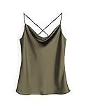 Ekouaer Satin Cowl Neck Tank Top Women Camisole