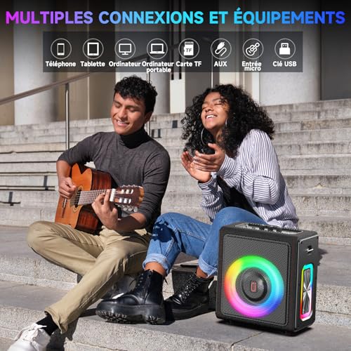 Karaoke Machine with Wireless Microphones HWWR Karaoke with 2 Microphones for Adults Children, Karaoke Systems Accessoires Utiles pour Micro (MS75-Triple Mics)