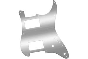ZHRMZHG HH Metal Guitar Pickguard 11 Hole with Covered Humbucker 2-Pot Layout - for Fender Squier Strat Style Electric Guitar Stainless Steel(Silver)