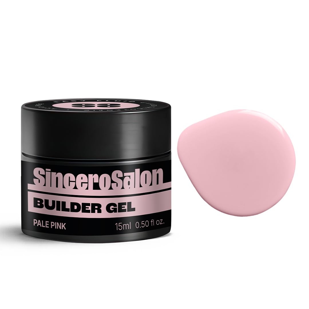 SINCERO SALON Builder Gel Easy Fluid in Pale Pink - UV LED Hard Gel for French Manicures and Extensions - Semi-Permanent Nail Strengthener - 15ml