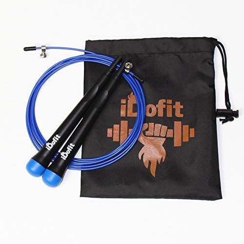 Flash Sale - iDofit Adjustable High Speed Jump Rope - Professional Long Handles - Metal Ball Bearing - Fast Speed Cable for Master Double Unders, WOD, MMA, Boxing, Fitness - With Carry Case