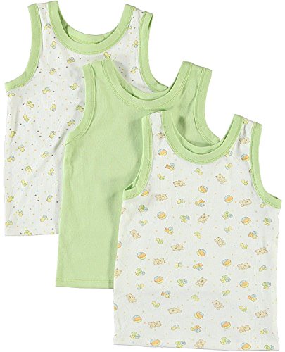 BIG OSHI Baby 3 Pack Sleeveless Undershirt Tank - PLK-804 - Green, 0-3 Months