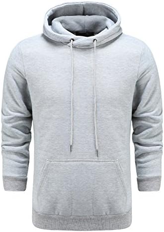 Venson Men's Classic Thicken Fleece Pullover Hoodie Sweatshirt with Kangaroo Pocket (Medium, Gray)