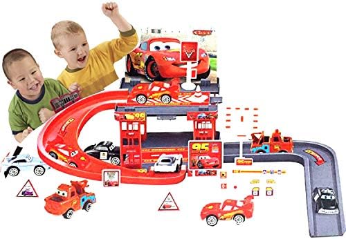 RK TOYS Racing Track with Toy Cars Racing Track 29 PCs Parking Garage for Kids Toy