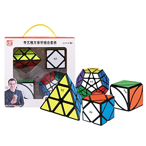 Cubelelo QiYi Pyraminx,Skewb,Megaminx and QiYi Ivy Cubes Non-Cubic (Black) Set Speedcubing Bundle Cubes Magic Puzzle