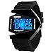 Gosasa Men Sports Military Watches Digital Airplane Shaped LED Colorful Light Watches (Black) (Black) primary