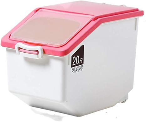 Amazon 米櫃 米びつ 10kg 15kg密閉 ライスボックス 計量カップ付 引き出し用 米びつ おしゃれ保存容器 ライスストッカー 小麦粉 雑穀 穀類 お米ケース 防湿 防虫 システムキッチン 収納ケース 犬餌 猫餌 ドライフード 保存 容器 消臭 貯蔵タンク 餌収納ケース ピンク