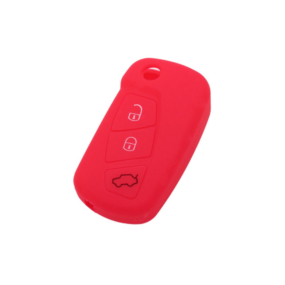 BROVACS Silicone Cover Protector Case Holder Skin Jacket Compatible with FORD 3 Button Flip Remote Key Fob CV9700 Red — image 1