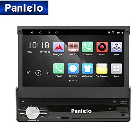 Car Stereo, Panlelo T1 Single DIN GPS Navigation Android 6.0 Quad Core RAM 1G ROM 16 Touch Screen Head Unit Folding Monitor Auto Radio Audio Built-in AM/FM BT WiFi Steering Wheel Control In-Dash Navi