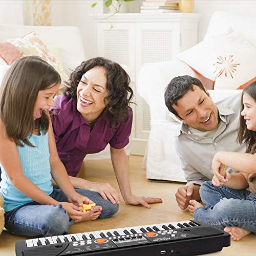 SAOCOOL Piano for Kids, 49 Keys Multi-Function Charging Electronic Kids Piano Keyboard Educational Toy Suitable for Children Over 3 Years Old (Pink) (Dark Black)