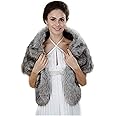 Aukmla Women's Wedding Faux Fur Wraps and Shawls Bridal Fur Stoles Scarf with Rhinestones Brooch for Bride and Bridesmaids