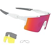 OULAIQI Cycling Sunglasses Polarized Sunglasses for Cycling Men Women with 1 Lens or 3 Interchangeable Lens Baseball Glasses