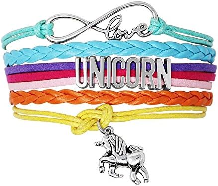 Unicorn Bracelet for Girls | Infinity Charm Bracelet | Unicorn Jewelry | Cute Handmade Bracelets Unicorn for Teen and Women | Wristband Leather Love Bracelet Party Favor for Kids - Rainbow