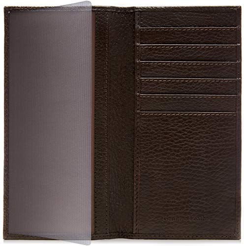 Genuine Leather Checkbook Cover For Women & Men - Checkbook Holder Check Book Covers For Duplicate Checks Card Wallet RFID