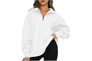 ANJIKANG Womens Fall Fashion 2023 Oversized Sweatshirts Quarter Zip Long Sleeves Pullover Tops Teen Girls Aesthetic Y2K Clothes