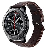 KADES Genuine Leather Retro Cowhide Band with quick release pin for Samsung Gear S3 Classic and Gear S3 Frontier Smart Watch (Large,Coffee)