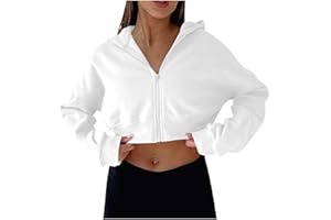 Women Cropped Hoodies Trendy Zip Up Sweatshirts Fashion Preppy Clothes Fleece Lined Crop Tops Casual Fall Sweatshirt