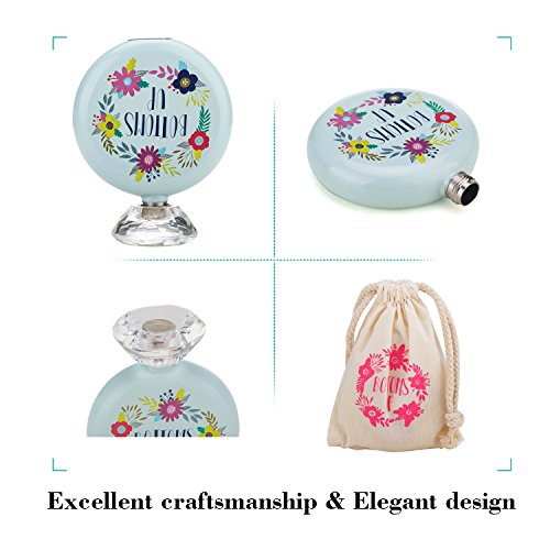 Flask For Women Hip Flask & Funnel Set With Crystal Lid Decorative Women's Flasks 5 oz