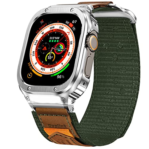 Malla de Nylon+Funda para Apple Watch 49mm Ultra1/2 L Verde