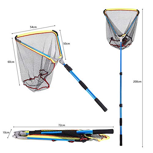 Leeny® Filets De Pêche Pliable Portable, Landing Net Capture Et Remise à L’eau En Toute Sécurité, 200cm Filet De Pêche…