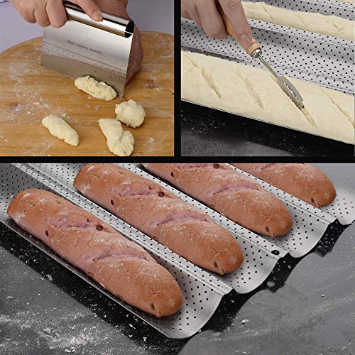 ProBay baguette pan with bread lame & Bread Scraper 3in1 Baking