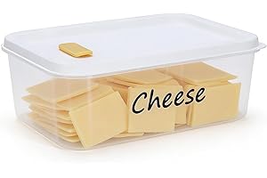 Dewsea Cheese Storage Container, Clear Airtight Cheese Keeper with Sealed Lid, Microwave Safe Stackable Food Storage Box for 
