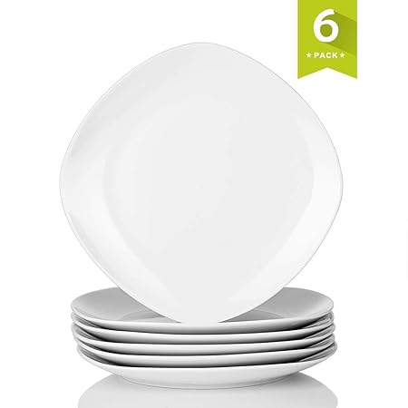 MALACASA, Serie Elisa, 6 TLG. Porzellan Tellerset Speiseteller Set Flachteller 24,6cm für 6 Personen