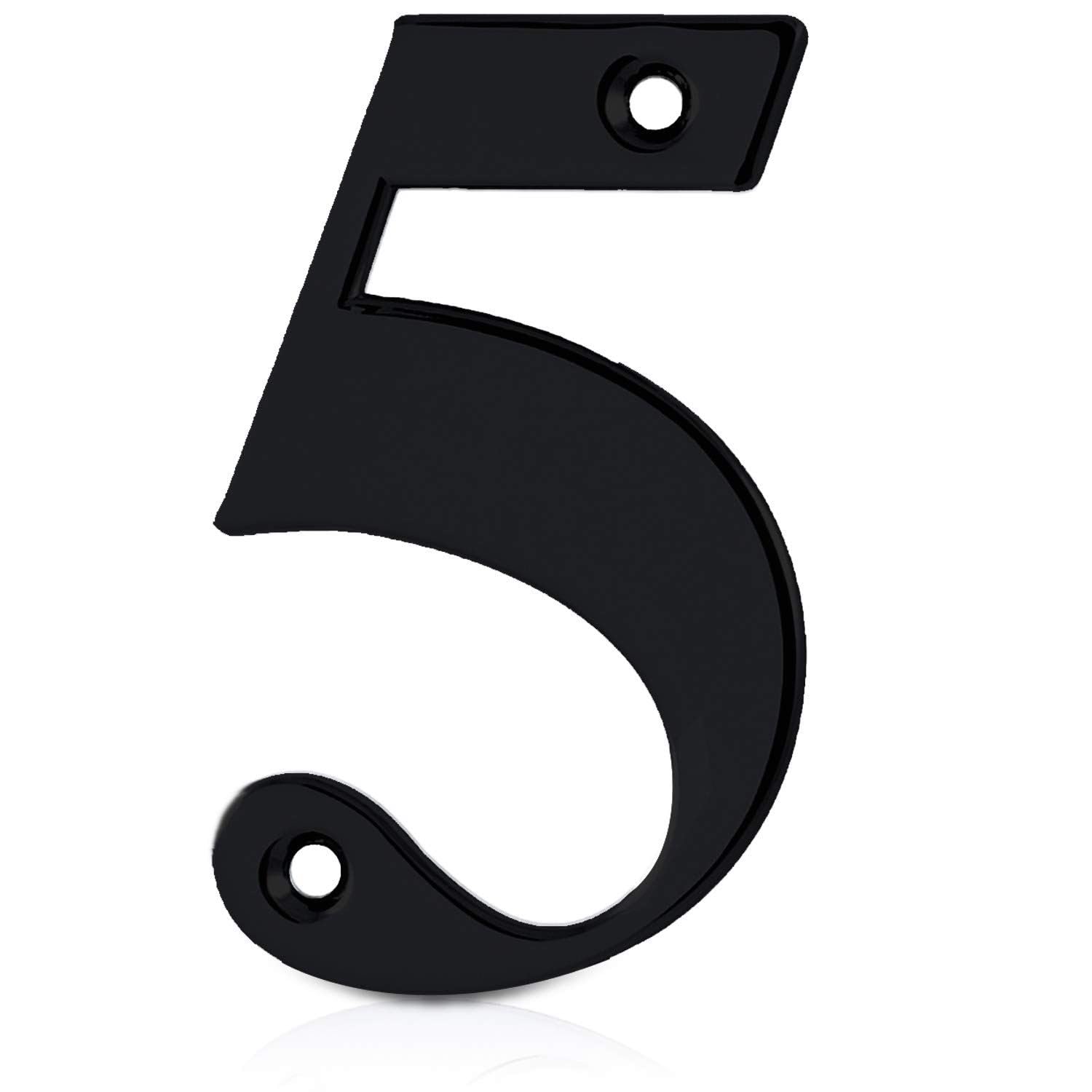 XFORT Matt Black Front Door Number 5, House Number Suitable for All Door Types including Wooden, uPVC, and Composite.