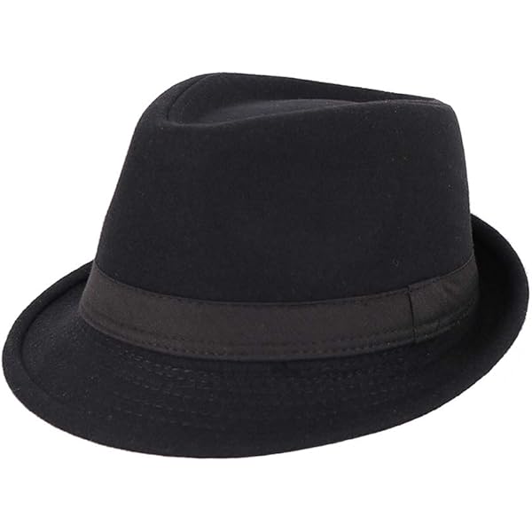 thumbnail image 2 of Classic Black Felt Fedora Hat - Short Brim Trilby For Men & Women, One Size Fits Most (22-23 Inch) 2 of 11