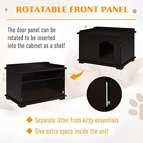 PawHut Wooden Cat Litter Box Enclosure Furniture Style Kitten Washroom